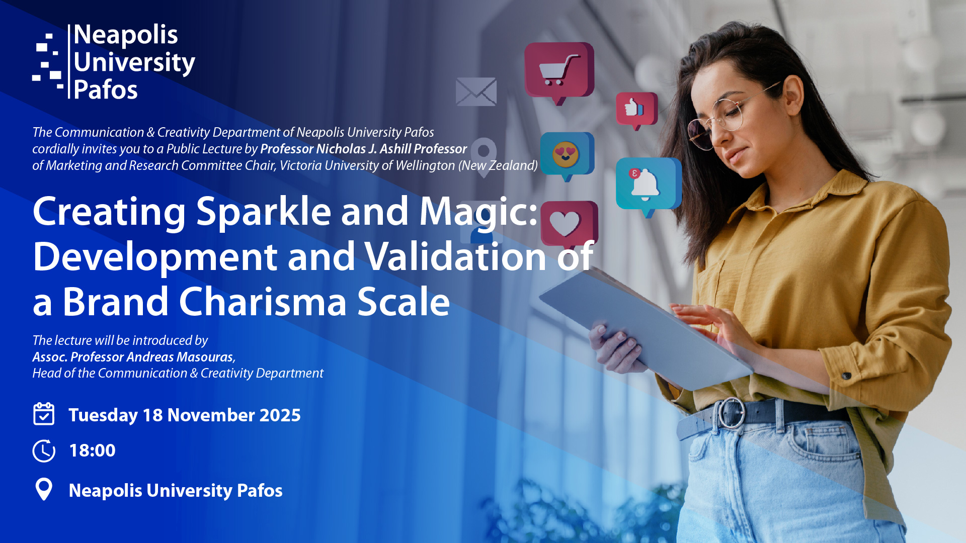 «Η γοητεία των Brands»: Δημόσια διάλεξη του Καθηγητή Nicholas J. Ashill στο Παν. Νεάπολις Πάφος