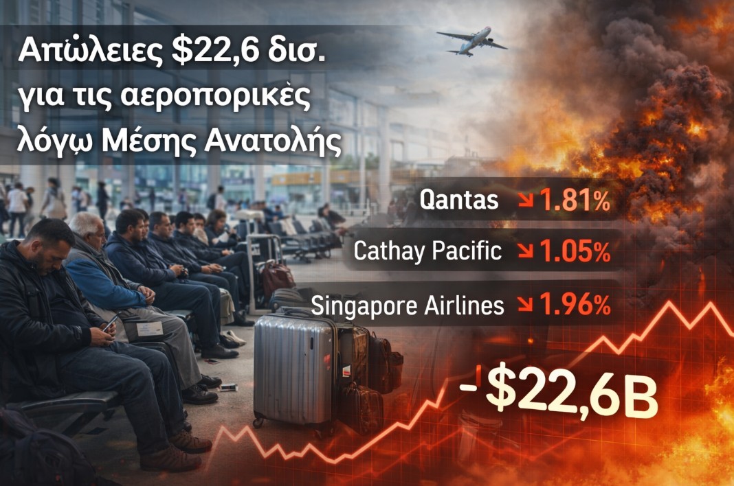 Οι αγορές «τιμωρούν» τα ταξίδια: Απώλειες $22,6 δισ. για τις αεροπορικές λόγω Μέσης Ανατολής