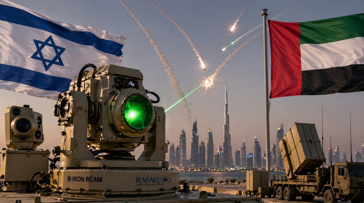 &Tau;&omicron; &Iota;&sigma;&rho;&alpha;ή&lambda; &sigma;&tau;έ&lambda;&nu;&epsilon;&iota; laser ό&pi;&lambda;&alpha; &sigma;&tau;&alpha; &Eta;&nu;&omega;&mu;έ&nu;&alpha; &Alpha;&rho;&alpha;&beta;&iota;&kappa;ά &Epsilon;&mu;&iota;&rho;ά&tau;&alpha; &alpha;&pi;έ&nu;&alpha;&nu;&tau;&iota; &sigma;&tau;&omicron; &Iota;&rho;ά&nu;