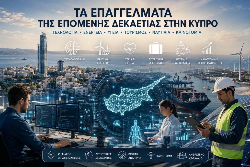 Τα επαγγέλματα που θα κυριαρχήσουν στην Κύπρο έως το 2036: Η νέα αγορά εργασίας, οι μεγάλοι μισθοί και οι κλάδοι που αλλάζουν τα πάντα
