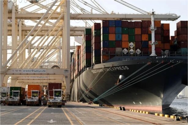 Container ship σε λιμάνι των ΗΑΕ για το άρθρο της DP World και των Στενών του Ορμούζ