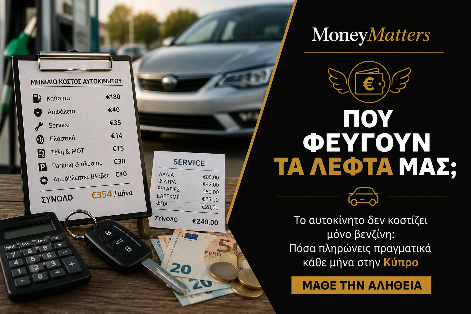 MoneyMatters Πού φεύγουν τα λεφτά μας: μηνιαίο κόστος αυτοκινήτου στην Κύπρο