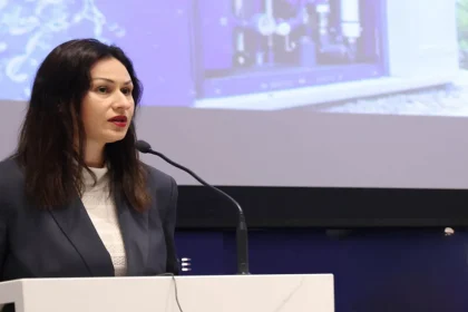 Η Υπουργός Γεωργίας Μαρία Παναγιώτου κατά τη διάρκεια ομιλίας