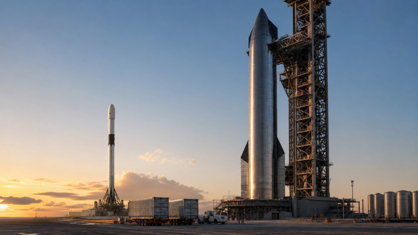 Μετάβαση από έναν πύραυλο τύπου Falcon 9 σε νέο πλήρως επαναχρησιμοποιούμενο υπερβαρύ διαστημικό σύστημα