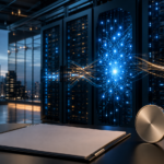 Data center και αφηρημένο δίκτυο τεχνητής νοημοσύνης για τη στρατηγική συμφωνία Amazon και OpenAI