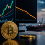 Bitcoin μπροστά από διάγραμμα χρηματοοικονομικής αγοράς