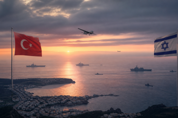 Ανατολική Μεσόγειος με στρατιωτική επιτήρηση και τις ακτές Τουρκίας και Ισραήλ