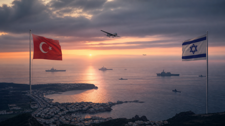 Ανατολική Μεσόγειος με στρατιωτική επιτήρηση και τις ακτές Τουρκίας και Ισραήλ