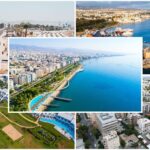 Κολάζ αστικών και παραθαλάσσιων περιοχών της Κύπρου για τις πωλήσεις ακινήτων ανά επαρχία