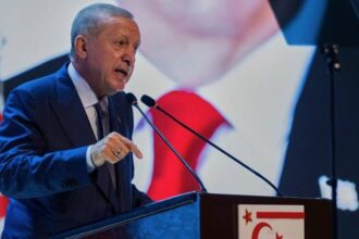 Ο Τούρκος Πρόεδρος Ταγίπ Ερντογάν μιλά σε πολιτική εκδήλωση