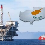 Υπεράκτια πλατφόρμα φυσικού αερίου και χάρτης της Κύπρου