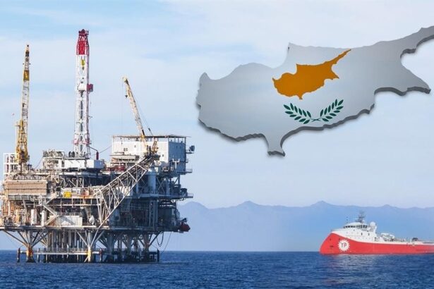 Υπεράκτια πλατφόρμα φυσικού αερίου και χάρτης της Κύπρου