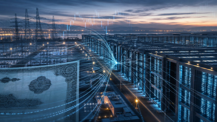 Υποδομή data center και γραμμές κεφαλαίου ως σύμβολο πιστωτικής εξουσίας