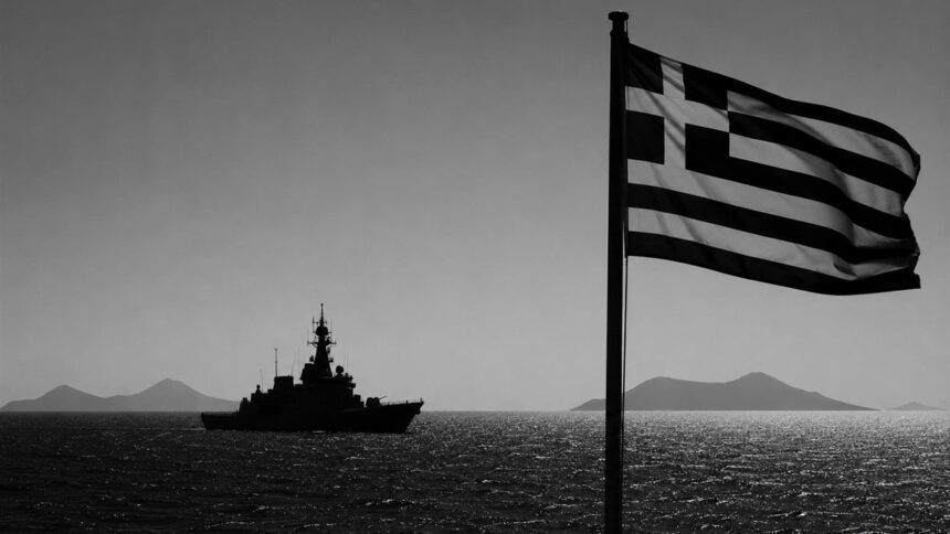 Ελληνική σημαία σε ακριτικό νησί του Αιγαίου