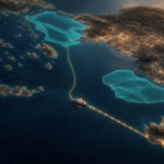 Πρωτότυπη εικονογράφηση του Αιγαίου και της Ανατολικής Μεσογείου με θαλάσσιες ζώνες και υποθαλάσσιο ηλεκτρικό καλώδιο