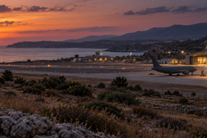 Θεματική απεικόνιση αεροπορικής βάσης στη Μεσόγειο, χωρίς απεικόνιση της συνάντησης των ηγετών