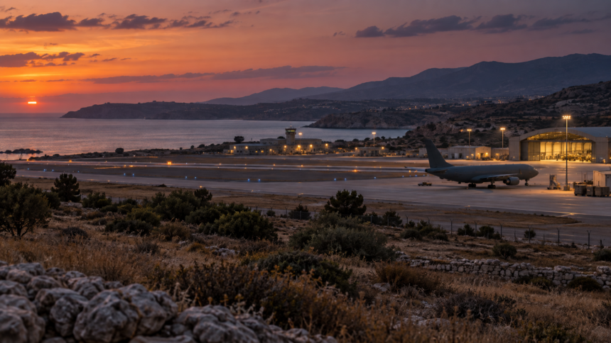 Θεματική απεικόνιση αεροπορικής βάσης στη Μεσόγειο, χωρίς απεικόνιση της συνάντησης των ηγετών