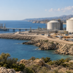 Εικονογραφική εικόνα τερματικού υγροποιημένου φυσικού αερίου σε μεσογειακή ακτή