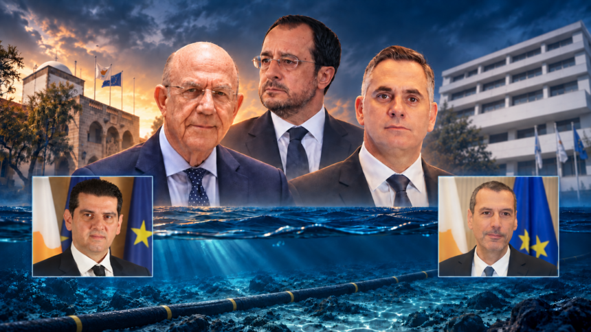 Εικαστική σύνθεση με Μάκη Κεραυνό, Νίκο Χριστοδουλίδη, Νικόλα Παπαδόπουλο, Μιχάλη Δαμιανό και Νεόφυτο Χαραλαμπίδη, με υποθαλάσσιο καλώδιο