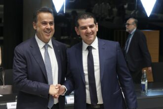 Ο Σταύρος Παπασταύρου με τον Μιχάλη Δαμιανό στο Συμβούλιο Ενέργειας