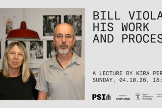 Η Kira Perov μαζί με τον Bill Viola, στην επίσημη αφίσα της διάλεξης