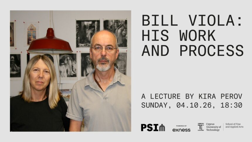 Η Kira Perov μαζί με τον Bill Viola, στην επίσημη αφίσα της διάλεξης