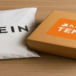 Συσκευασίες ηλεκτρονικών αγορών με τα εμπορικά σήματα Shein και Temu