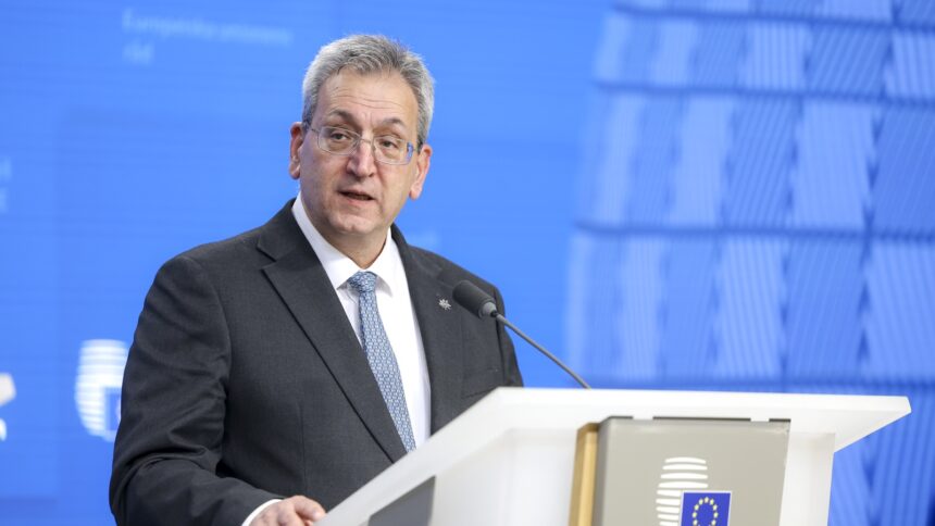 Ο υπουργός Εργασίας Μαρίνος Μουσιούττας σε εκδήλωση του Συμβουλίου της ΕΕ τον Μάρτιο 2026