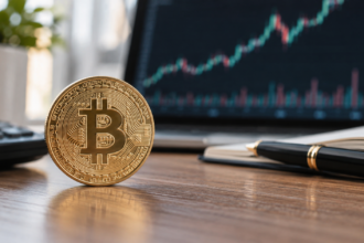 Εικονογραφική απεικόνιση Bitcoin και χρηματοοικονομικών δεδομένων