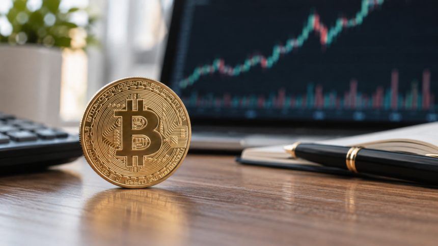 Εικονογραφική απεικόνιση Bitcoin και χρηματοοικονομικών δεδομένων