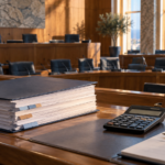 Εικονογραφική απεικόνιση εγγράφων κρατικού προϋπολογισμού σε αίθουσα συνεδριάσεων