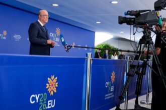 Ο υπουργός Οικονομικών Μάκης Κεραυνός σε εκδήλωση στη Λευκωσία τον Ιούνιο 2026