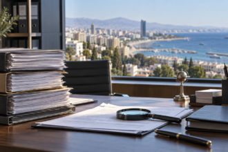 Εικονογραφική εικόνα εταιρικών εγγράφων και κτιρίου διοίκησης