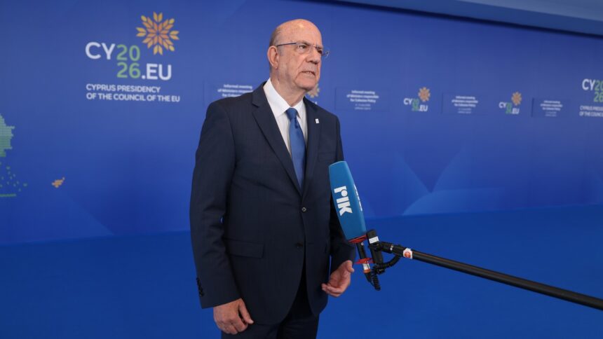 Ο υπουργός Οικονομικών Μάκης Κεραυνός σε εκδήλωση στη Λευκωσία τον Ιούνιο 2026