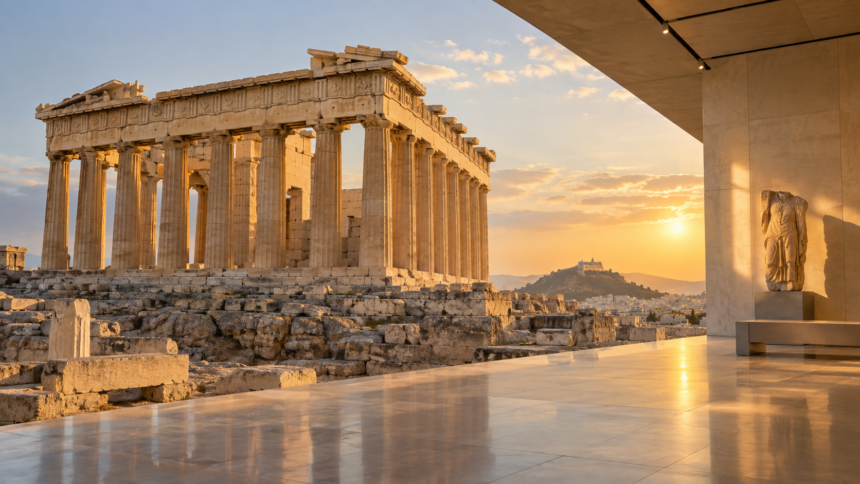 Εικονογραφική απεικόνιση του Παρθενώνα και μουσειακού εκθεσιακού χώρου