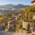 Εικονογραφική εικόνα πεζοπορικής διαδρομής σε ορεινό χωριό της Κύπρου
