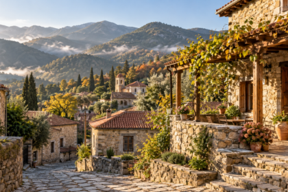 Εικονογραφική εικόνα πεζοπορικής διαδρομής σε ορεινό χωριό της Κύπρου