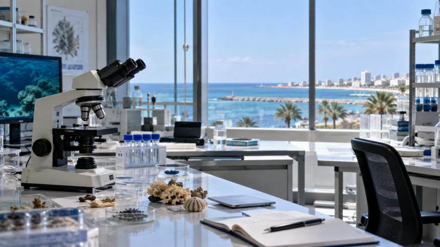 Εργαστήριο θαλάσσιας έρευνας με θέα στη θάλασσα