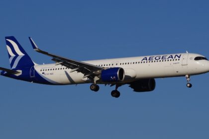 Αεροσκάφος Airbus A321neo της Aegean κατά την προσγείωση στο Βερολίνο, 19 Ιανουαρίου 2026