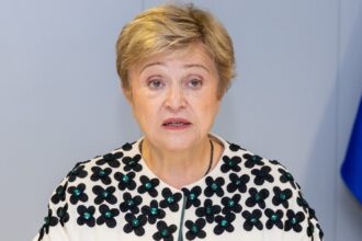 Η Κρισταλίνα Γκεοργκίεβα στις Βρυξέλλες, 8 Σεπτεμβρίου 2026. Φωτογραφία αρχείου της ηγεσίας του ΔΝΤ, όχι από την ενημέρωση της 13ης Οκτωβρίου.