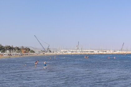 Η μαρίνα και ο κυματοθραύστης της Λάρνακας από τις Φοινικούδες.