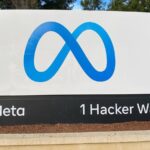 Η πινακίδα της Meta στην έδρα της στο Menlo Park της Καλιφόρνια