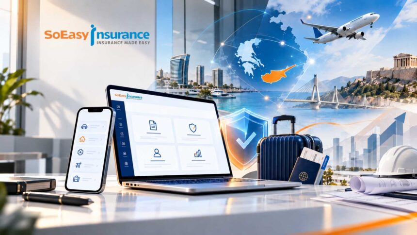 Επίσημο εικαστικό της SoEasy Insurance Brokers για τις ψηφιακές και εξειδικευμένες ασφαλιστικές λύσεις