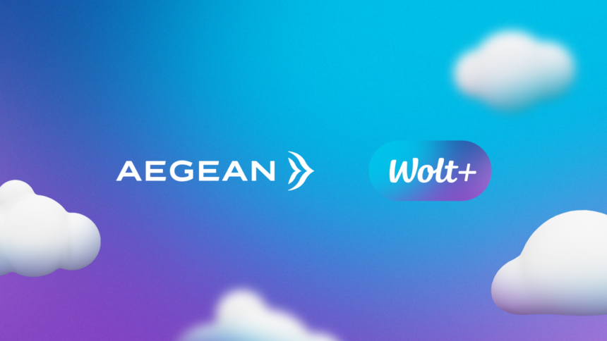 Επίσημο εικαστικό της συνεργασίας AEGEAN και Wolt+
