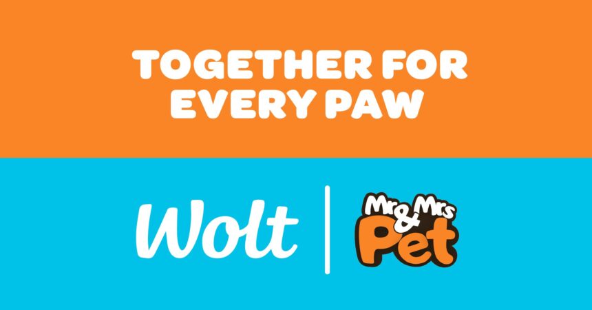 Το επίσημο γραφικό Together for Every Paw με τα λογότυπα Wolt και Mr & Mrs Pet